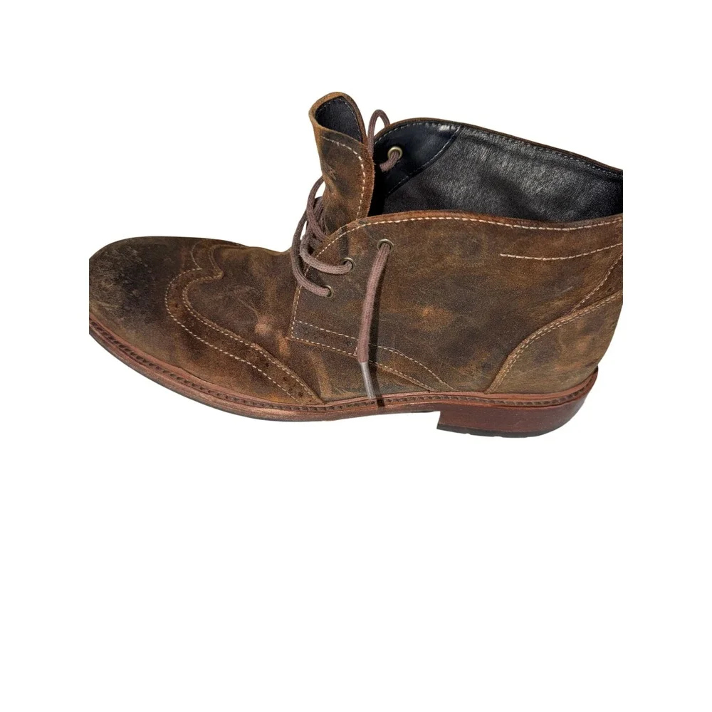 Trask Mens Brown Suede Wingtip Chukka Boots Lace Up Brogue Size 10M